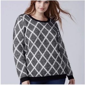 Lane Bryant Diamond Pattern Long Sleeve Cozy Sweater